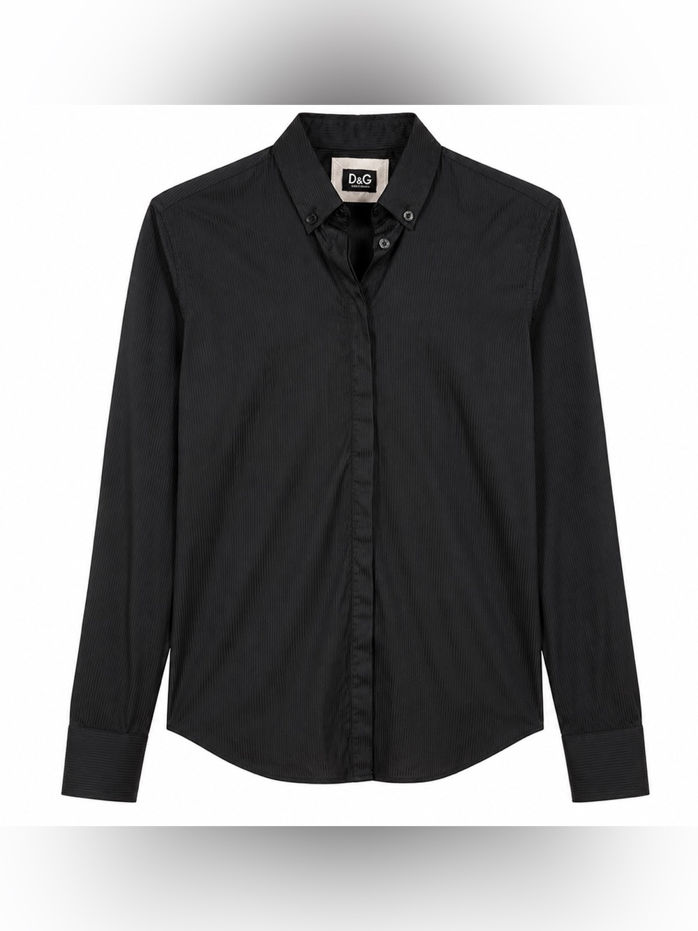 D&G Dolce & Gabbana Black Pinstripe Long Sleeve Shirt Authentic COA